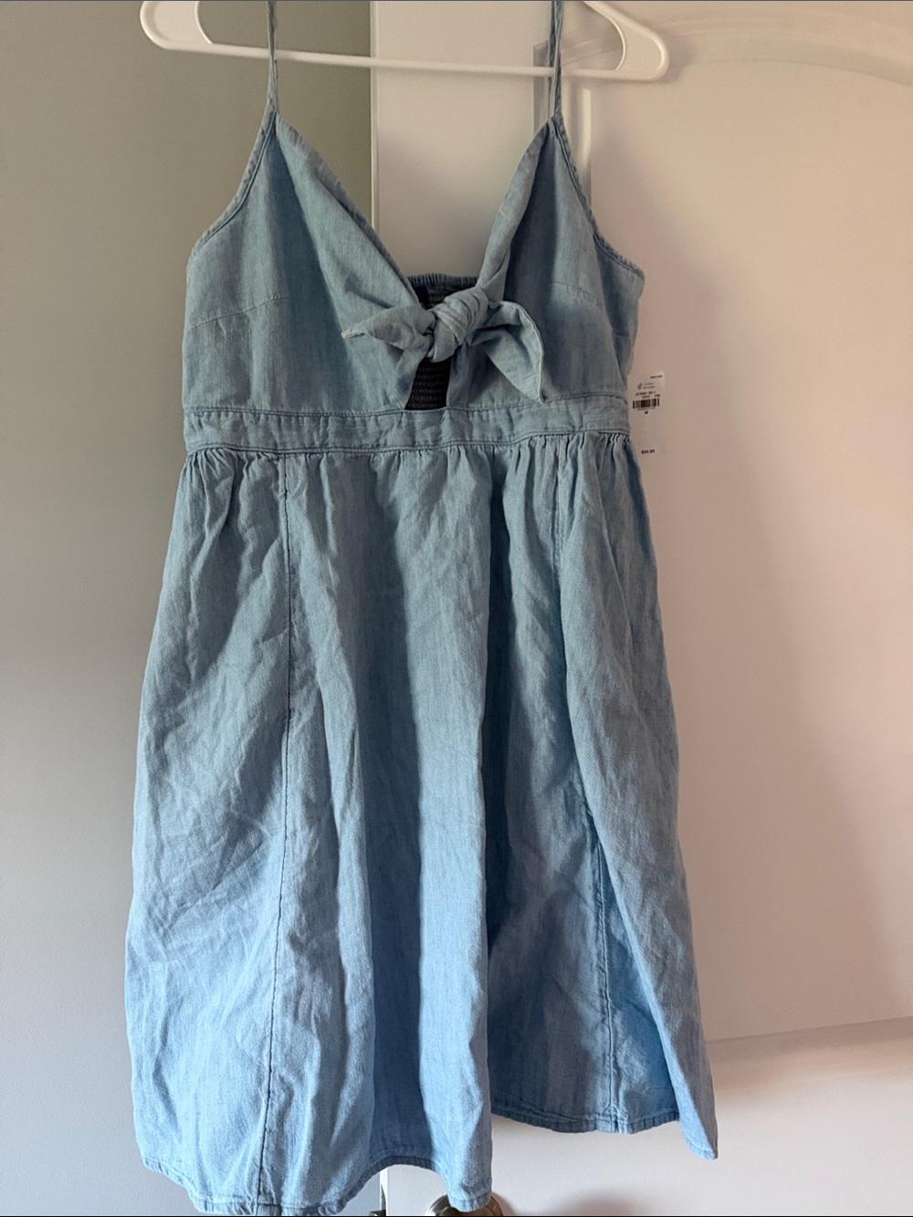 Old Navy Light Blue Tie-Front Spaghetti Strap Dress